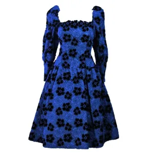 ARNOLD SCAASI Blue Dress, Floral Pattern Size 10-12