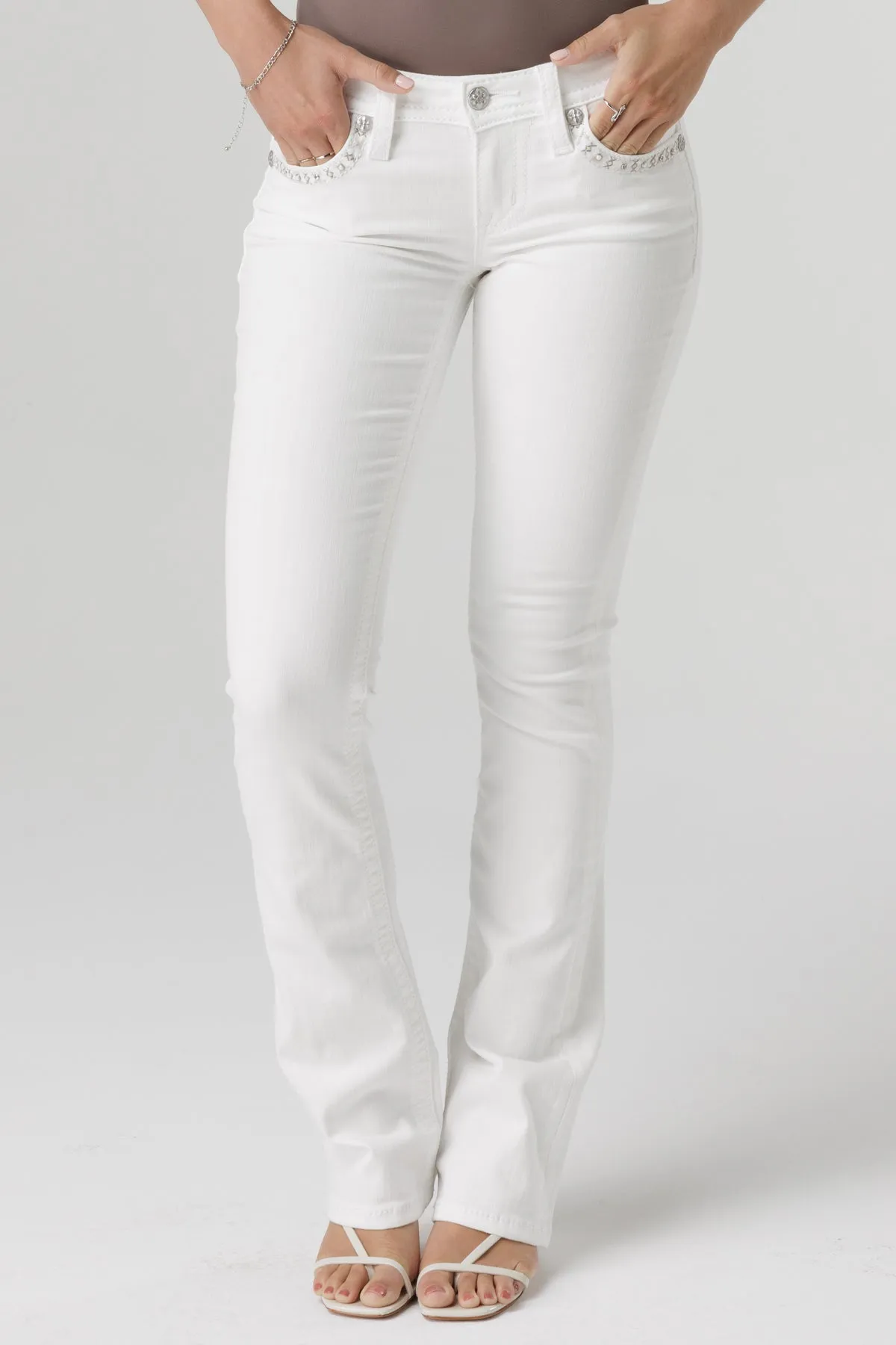 Aspen White Stitch Bootcut Jeans