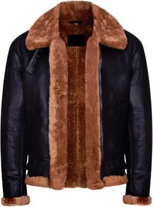 B3 Bomber Pilot Real Leather Jacket Brown Faux Fur Black Leather Jacket SRJ522