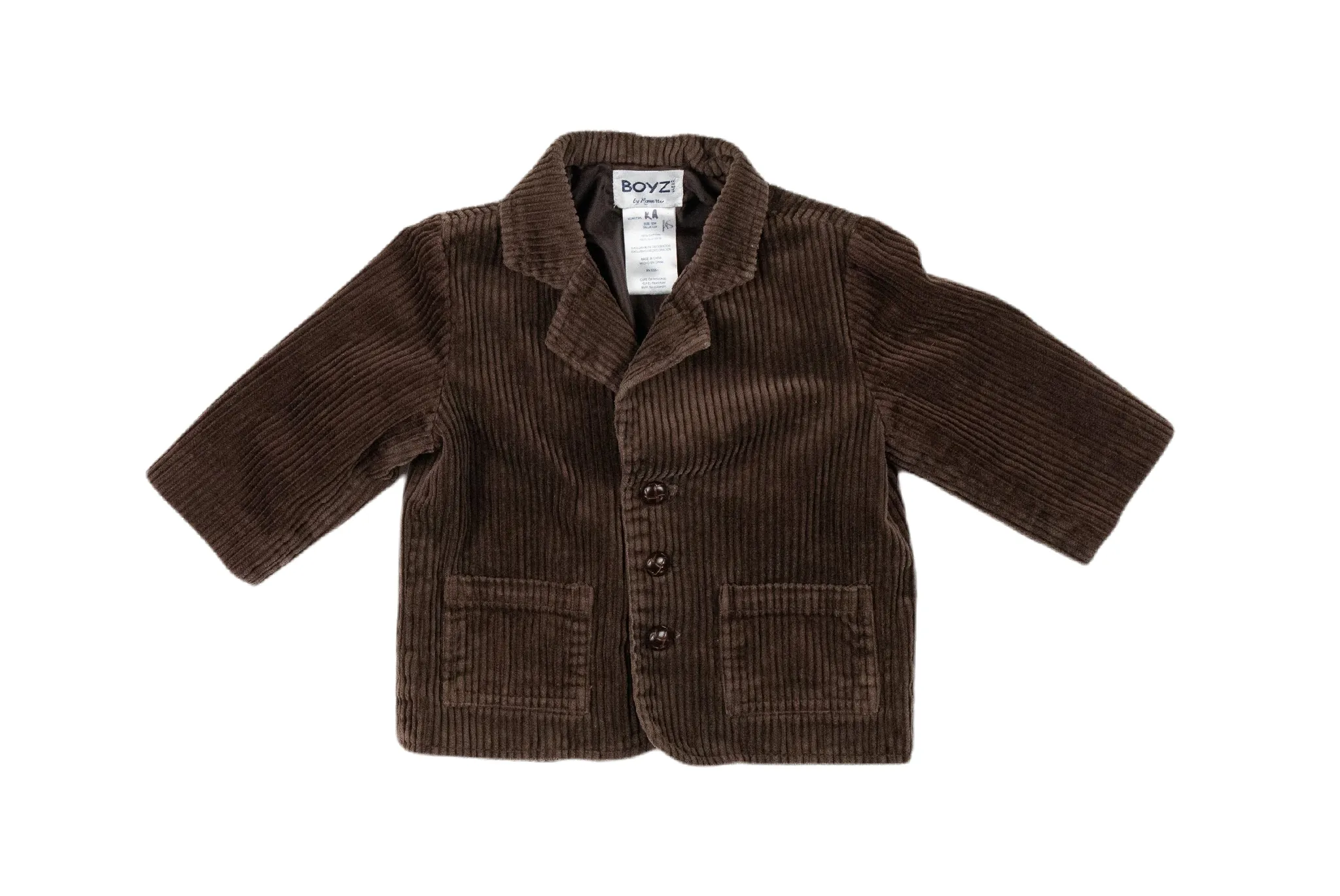 BABY BOY SIZE 12 MONTHS - BOYZ, Wear By NANNETTE, Brown Corduroy Blazer EUC B39