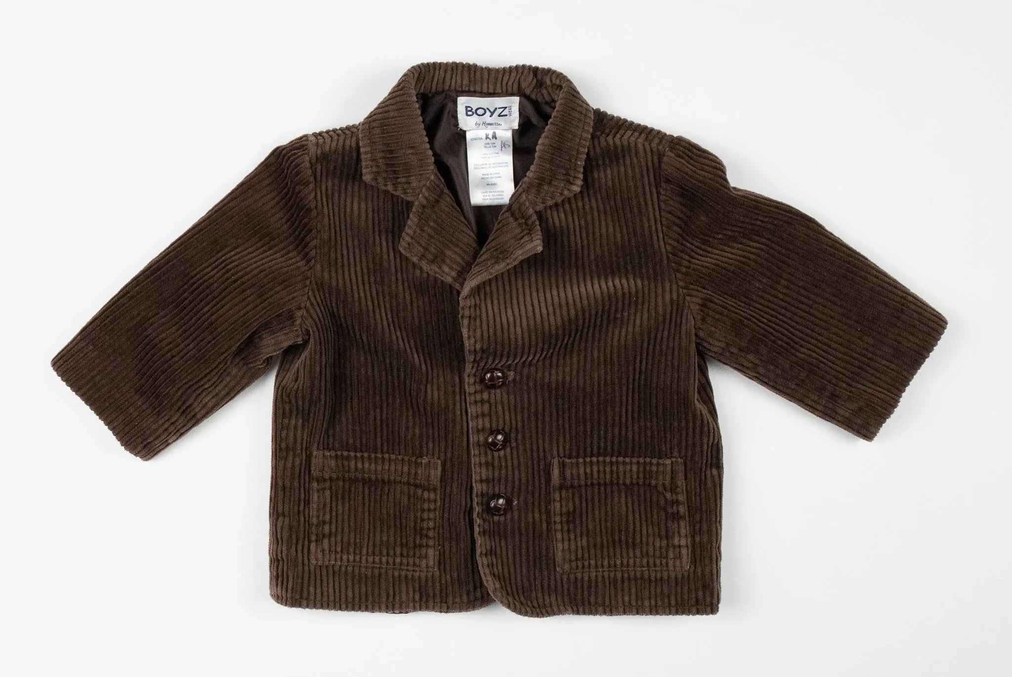 BABY BOY SIZE 12 MONTHS - BOYZ, Wear By NANNETTE, Brown Corduroy Blazer EUC B39