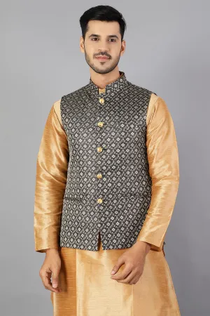 Banarasi Rayon Cotton Grey Modi Nehru Jacket