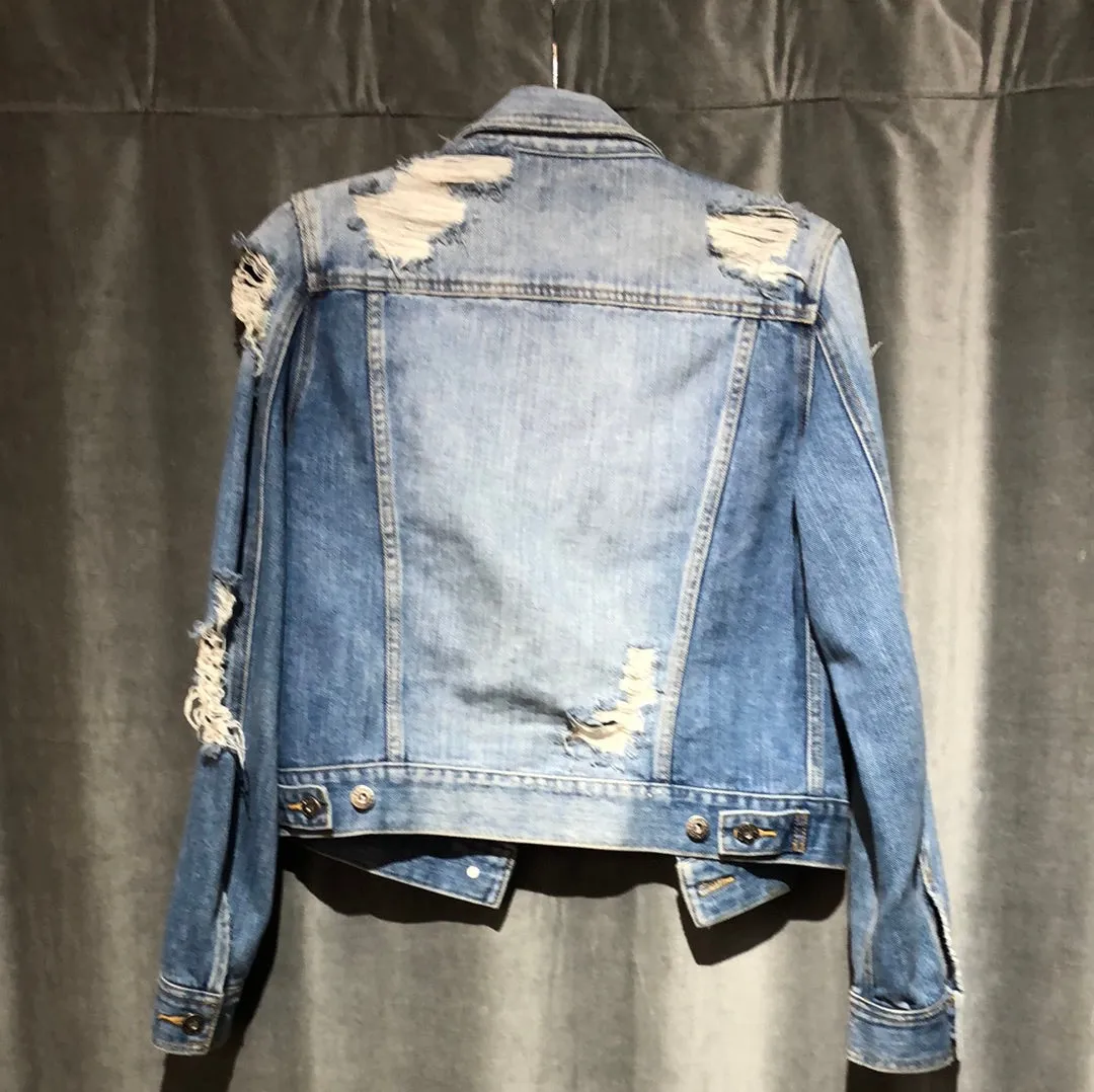 Bardot Denim Lightwash Distressed Jacket