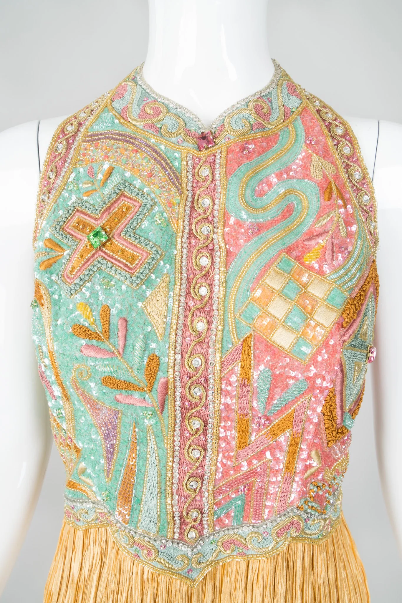 Beaded Column Halter Dress
