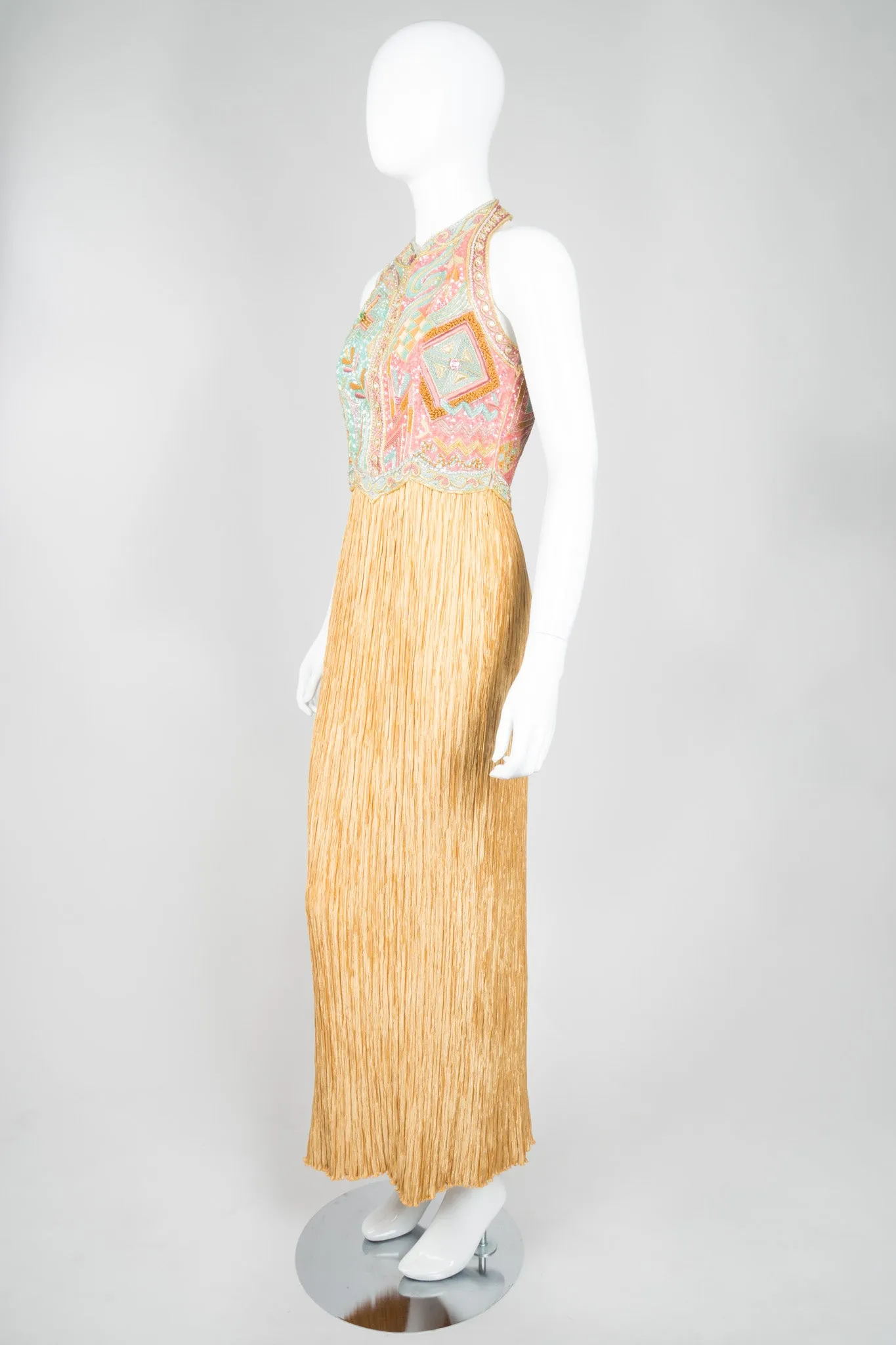 Beaded Column Halter Dress