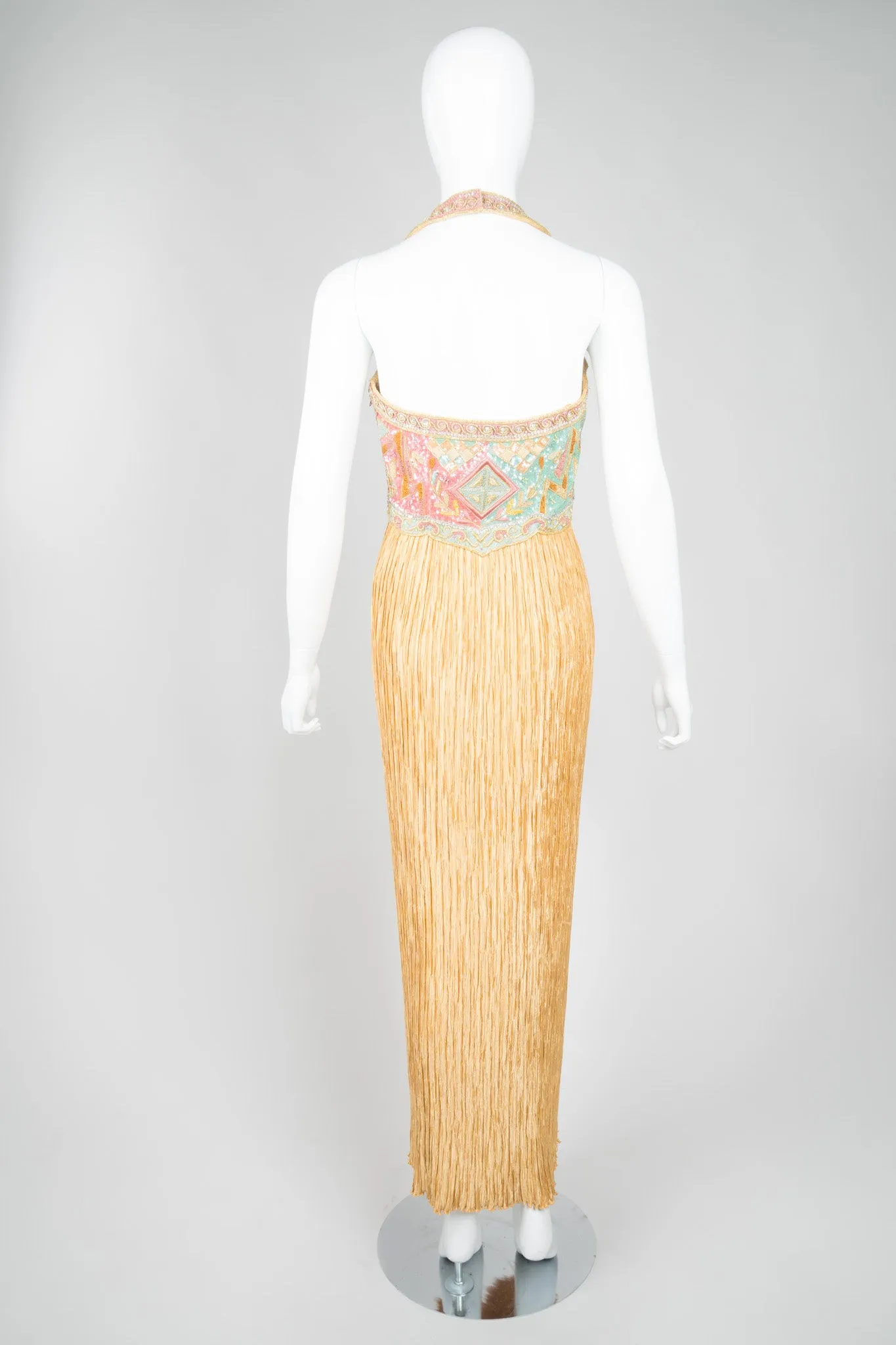 Beaded Column Halter Dress