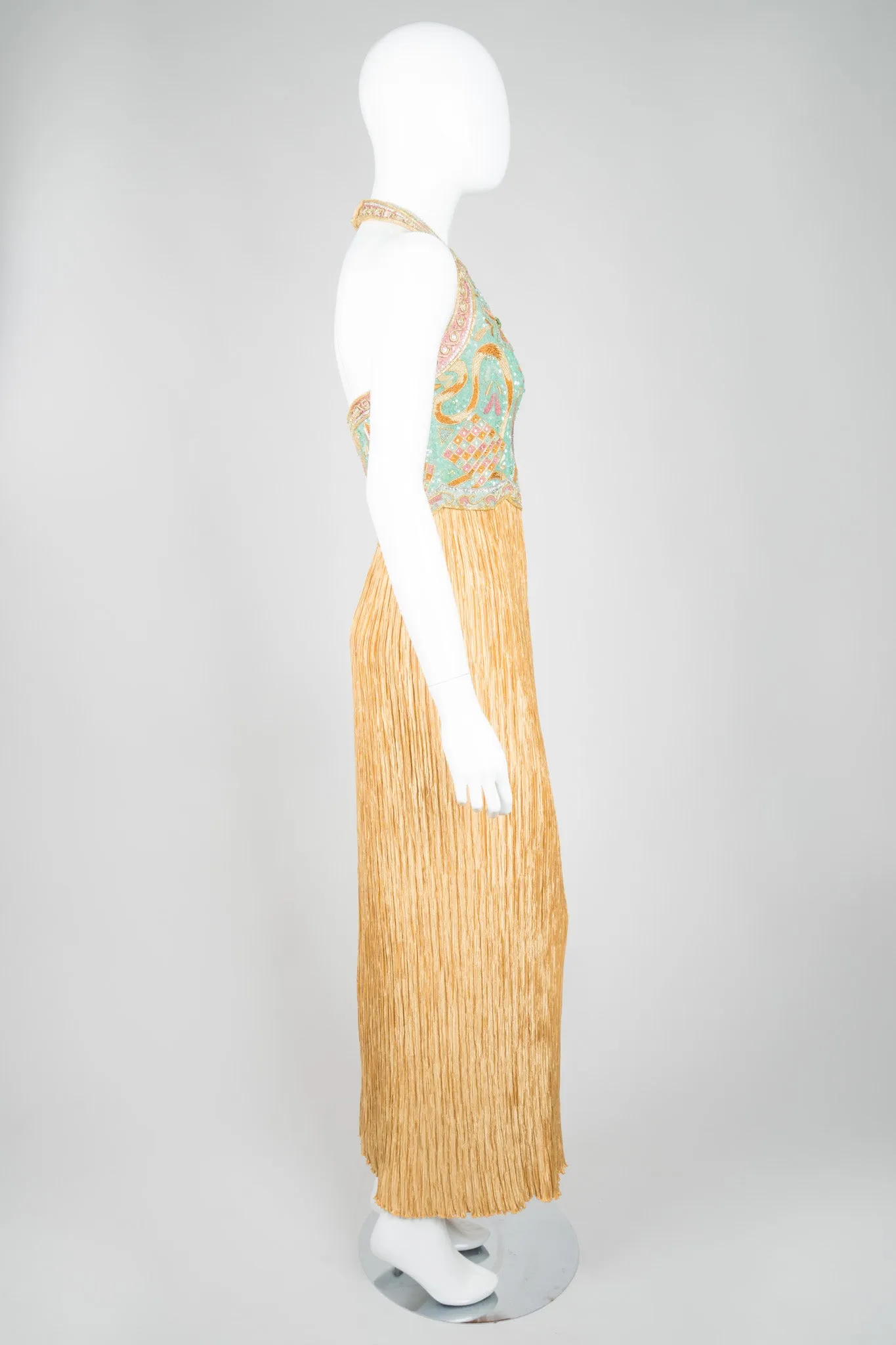 Beaded Column Halter Dress