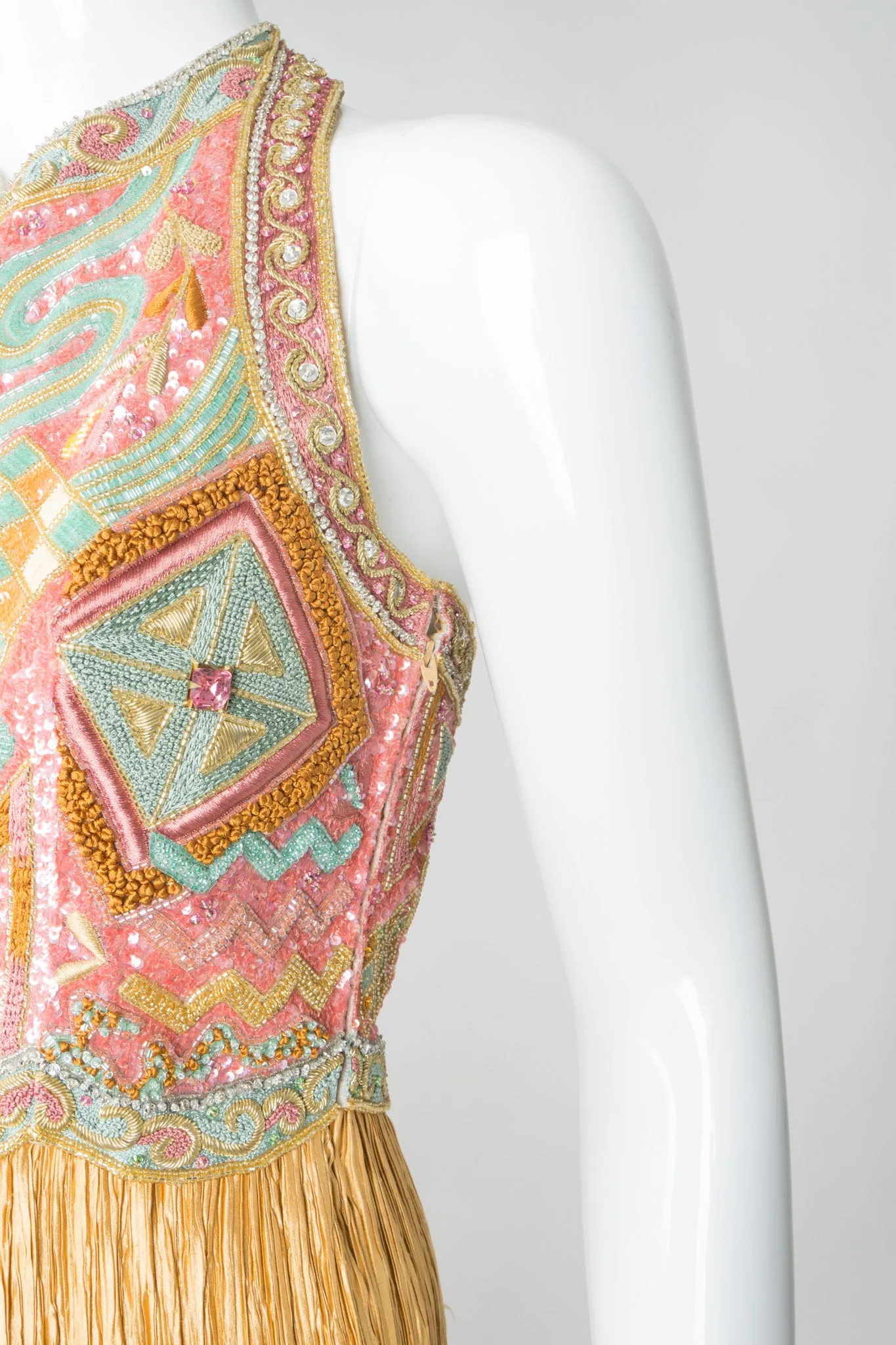 Beaded Column Halter Dress