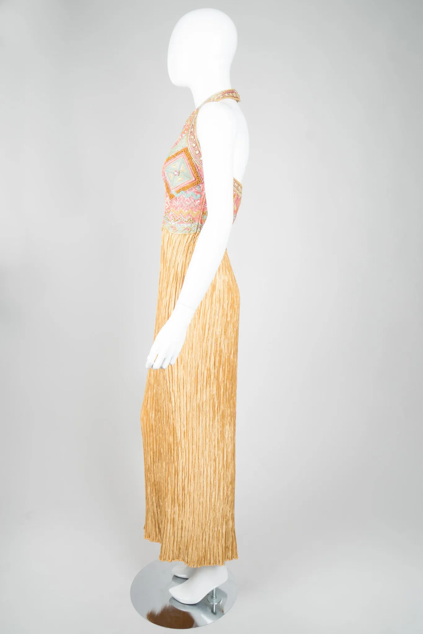 Beaded Column Halter Dress