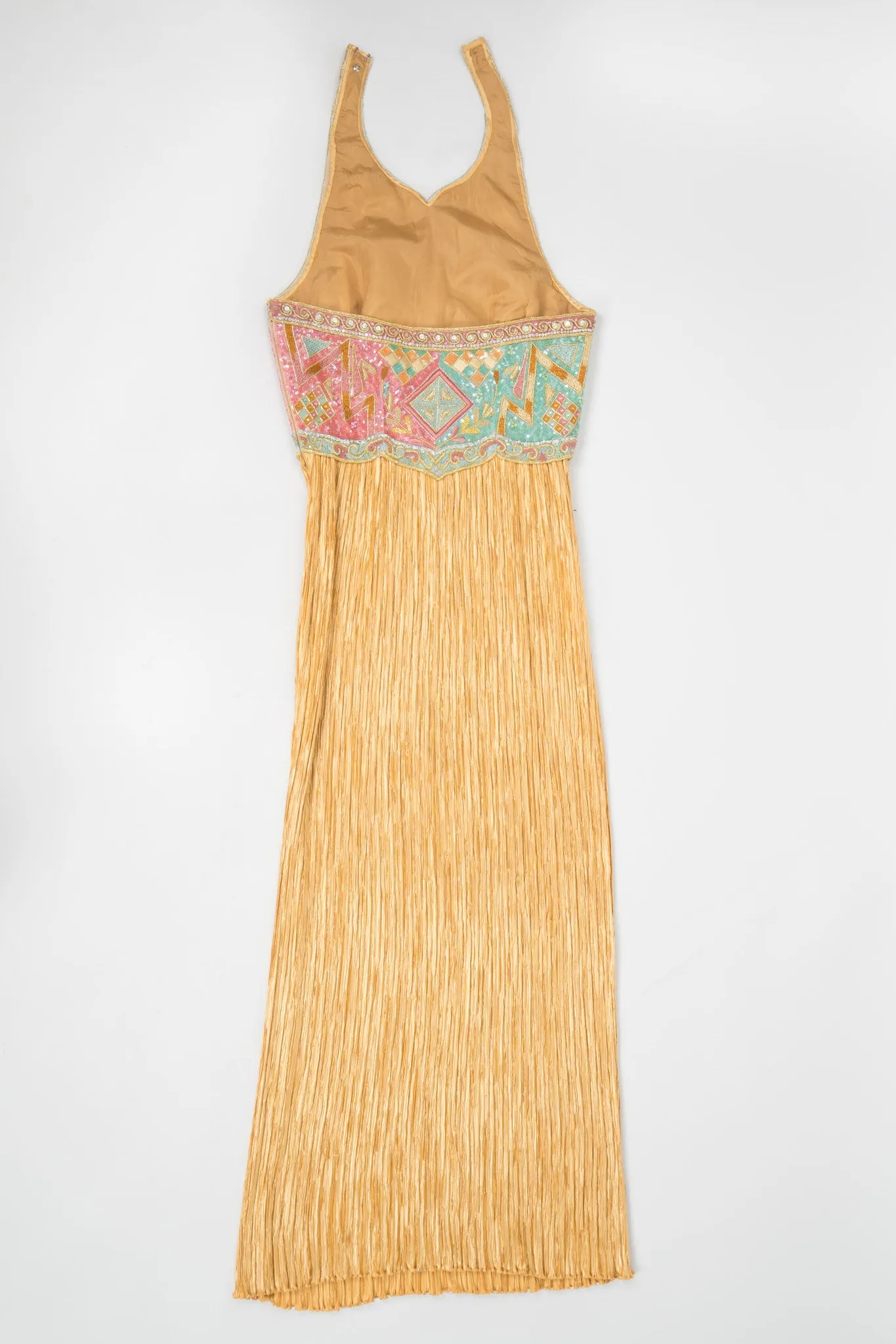 Beaded Column Halter Dress