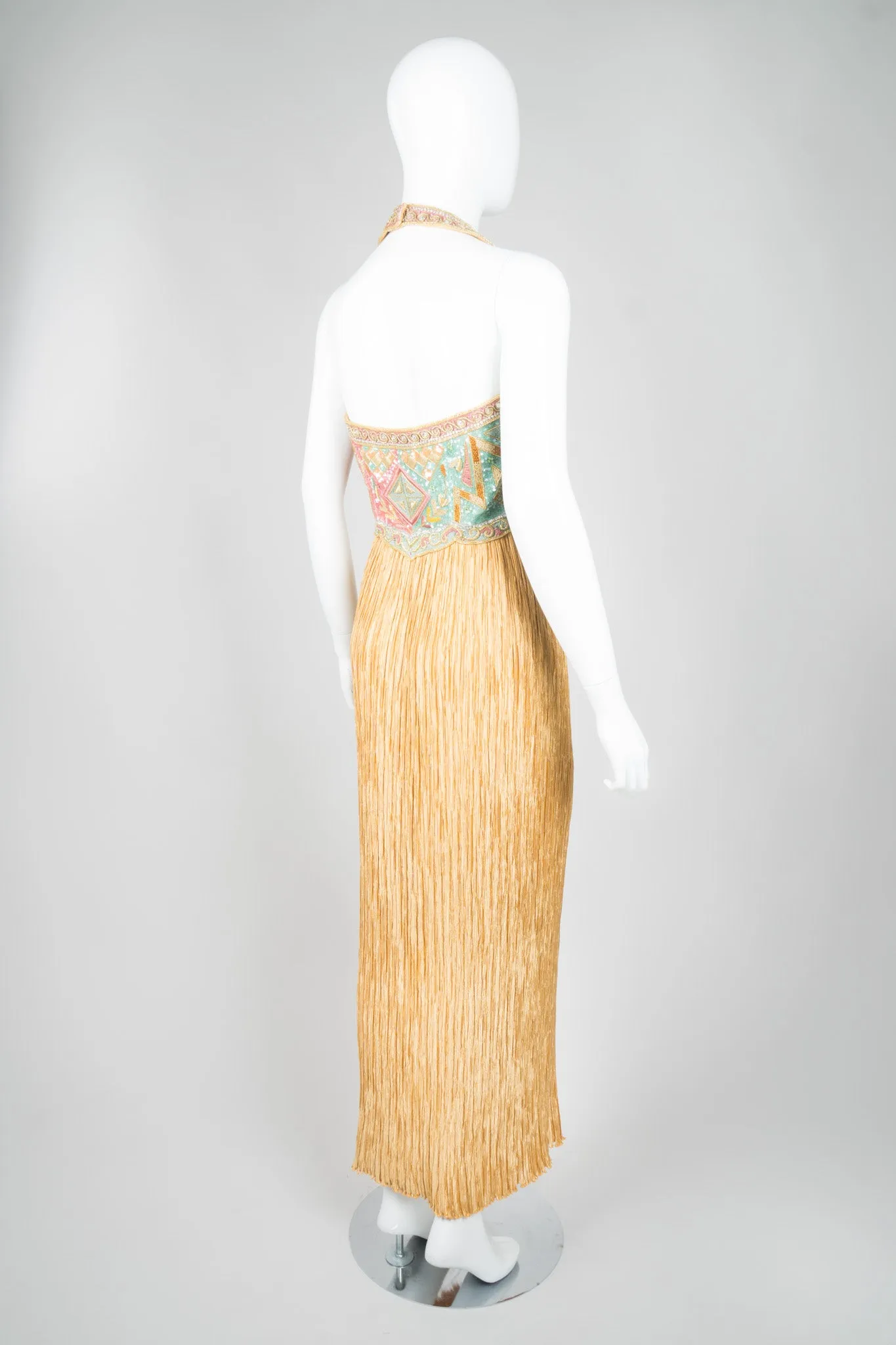 Beaded Column Halter Dress