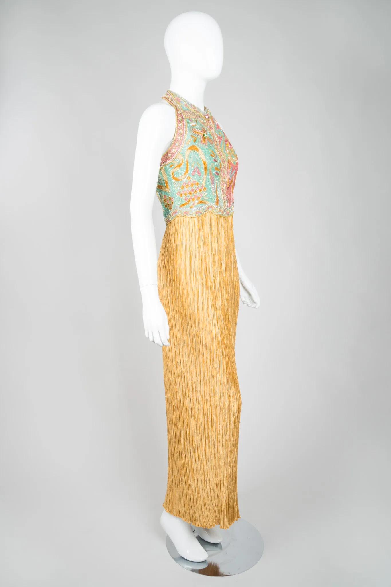 Beaded Column Halter Dress