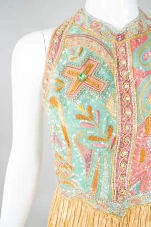 Beaded Column Halter Dress