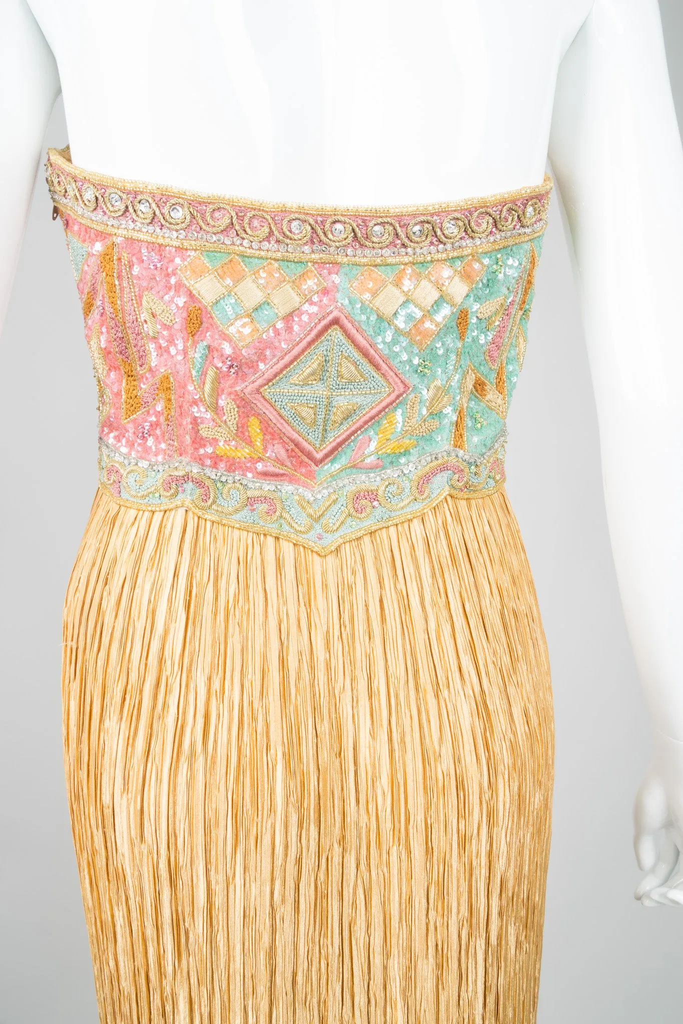 Beaded Column Halter Dress