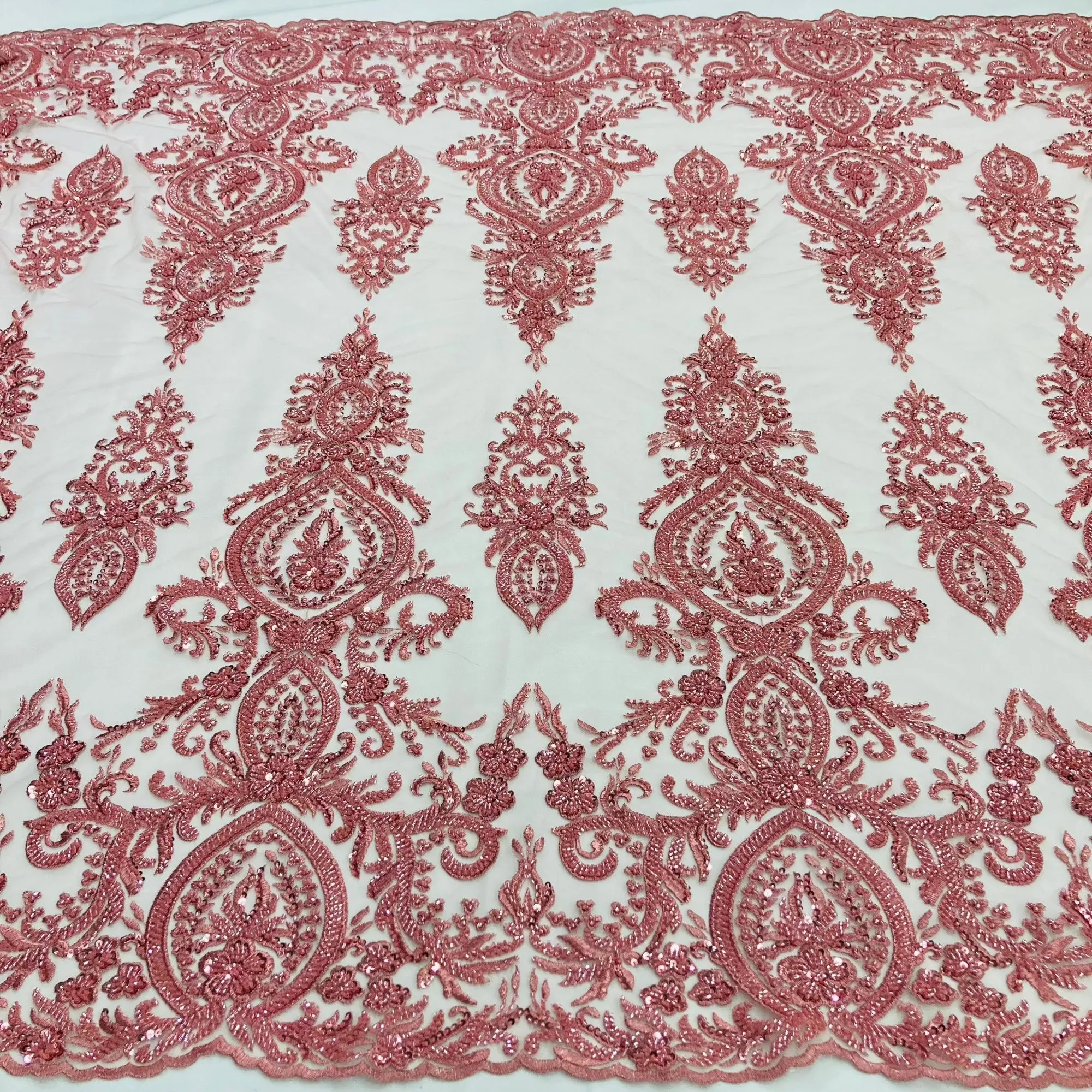 Beaded Lace Fabric Embroidered on 100% Polyester Net Mesh | Lace USA - GD-116