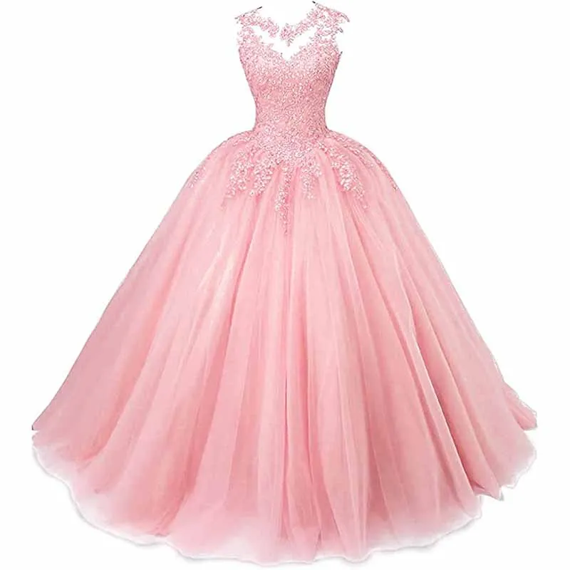 Beaded Quinceanera Dresses Sweet 16 Appliques Prom Ball Lace Gown