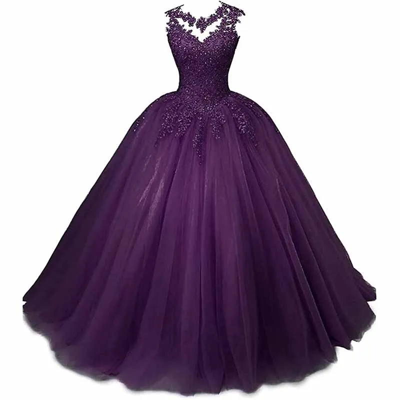 Beaded Quinceanera Dresses Sweet 16 Appliques Prom Ball Lace Gown