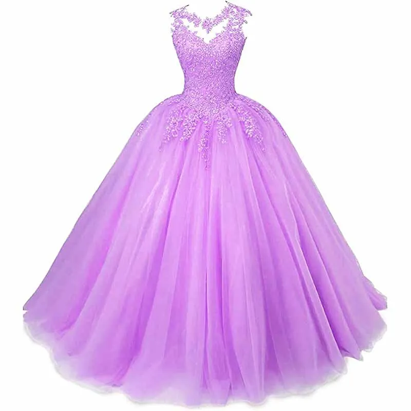Beaded Quinceanera Dresses Sweet 16 Appliques Prom Ball Lace Gown