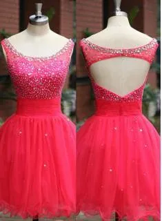 Beading Jewel A-line Sleeveless Zipper Newest Mini Homecoming Dress TR0035