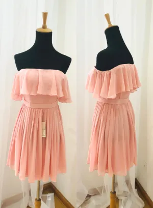 Beautiful Pink Off Shoulder Short Bridesmaid Dress in Stock, Lovely Party Dress, Bridesmaid Dress 2019