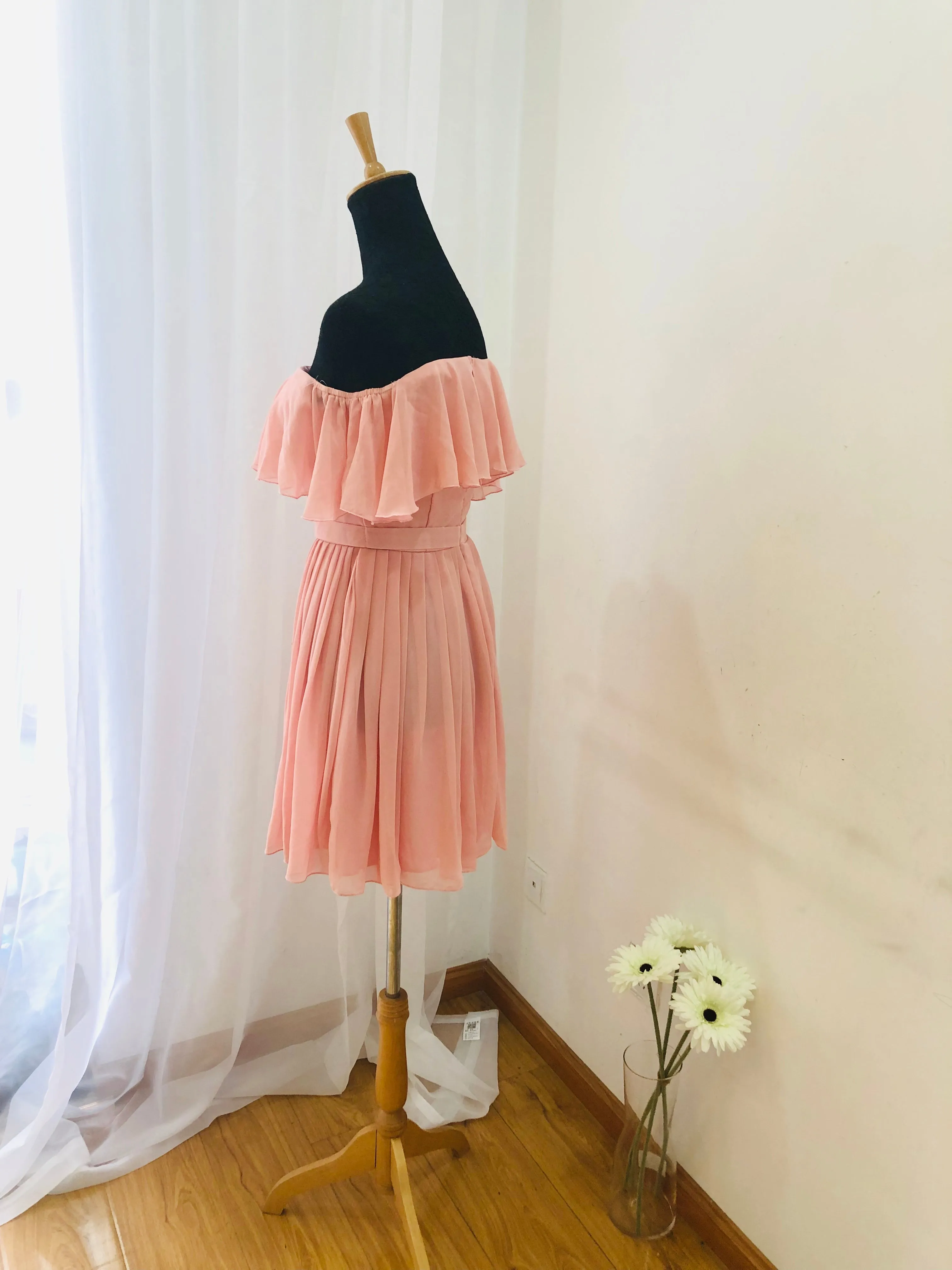 Beautiful Pink Off Shoulder Short Bridesmaid Dress in Stock, Lovely Party Dress, Bridesmaid Dress 2019