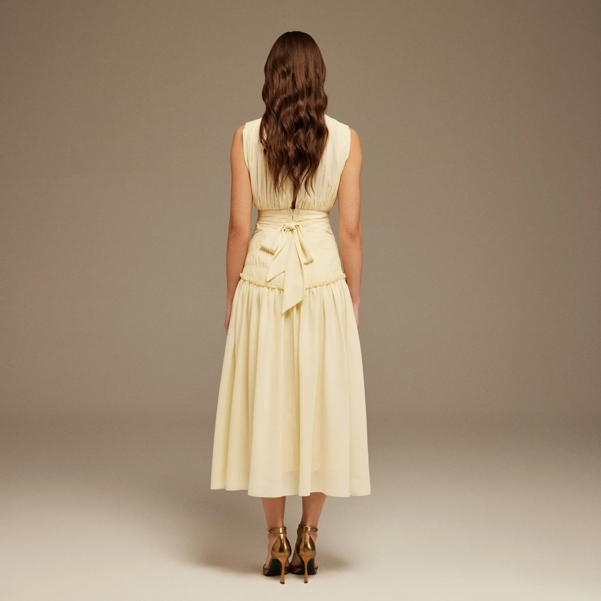 Beige Chiffon Maxi Dress
