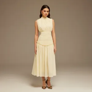 Beige Chiffon Maxi Dress