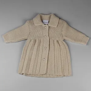 Beige Knitted Baby Coat - Pearl Buttons