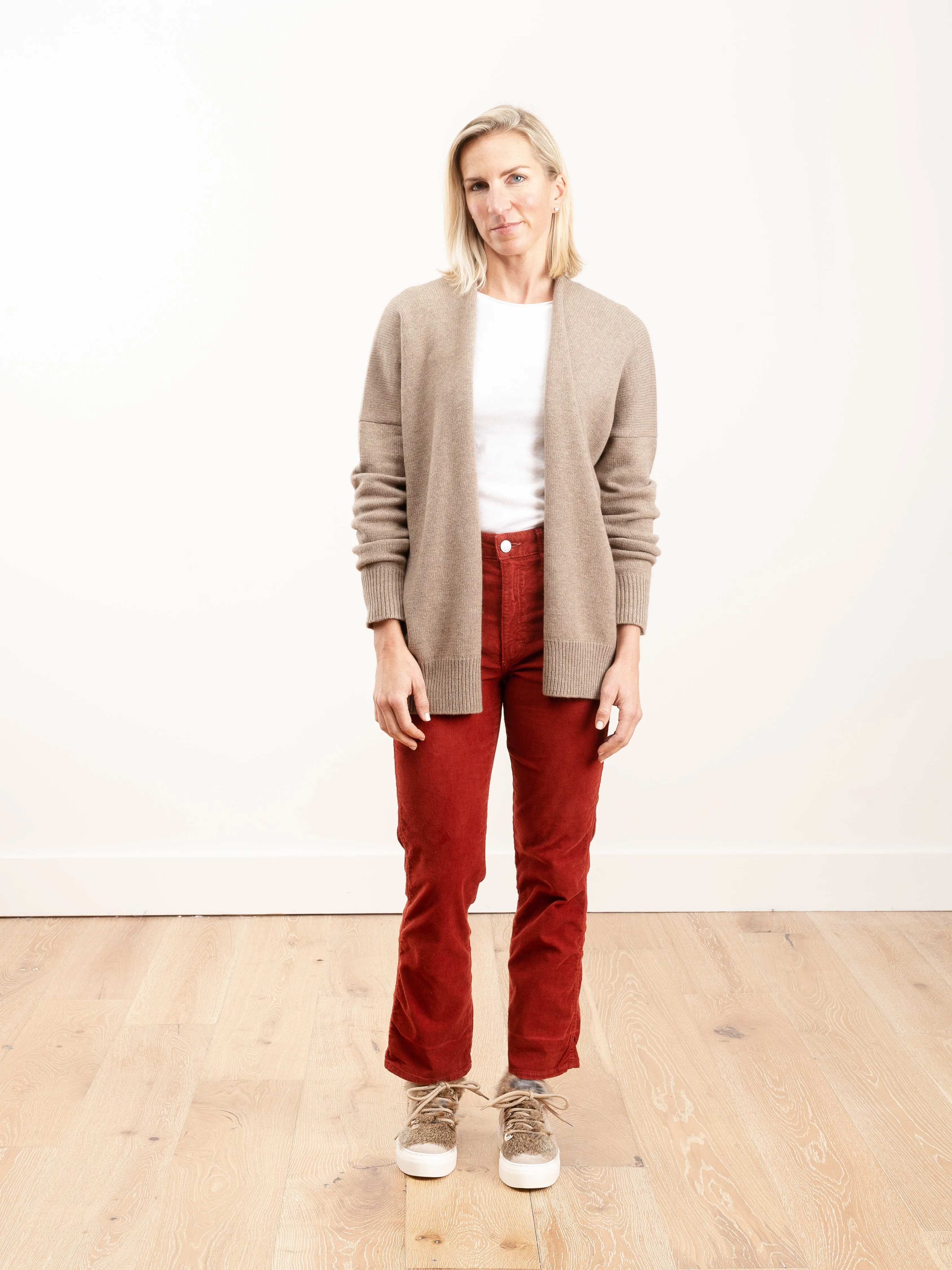 bella corduroy high rise slight boot - rust