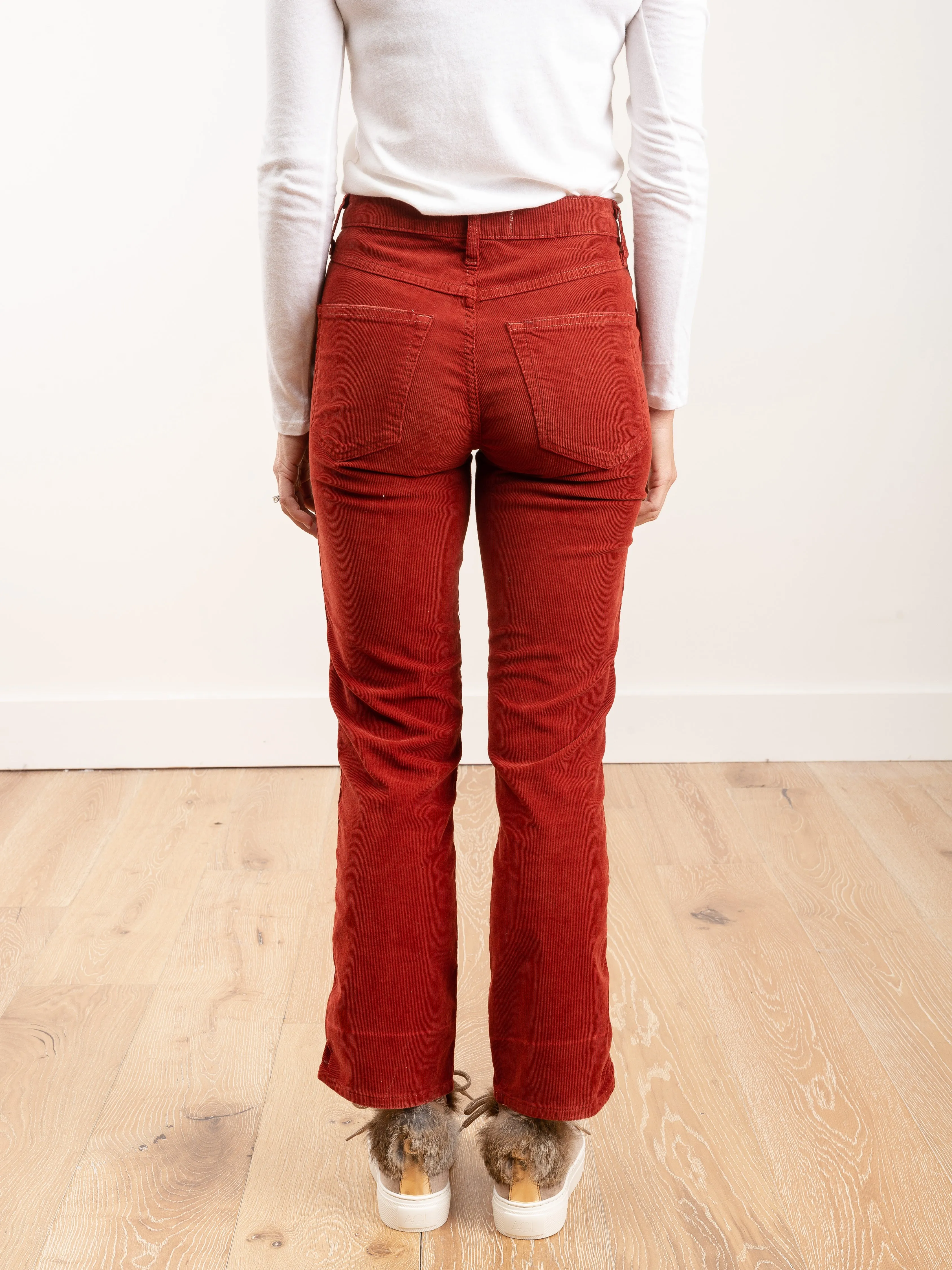 bella corduroy high rise slight boot - rust