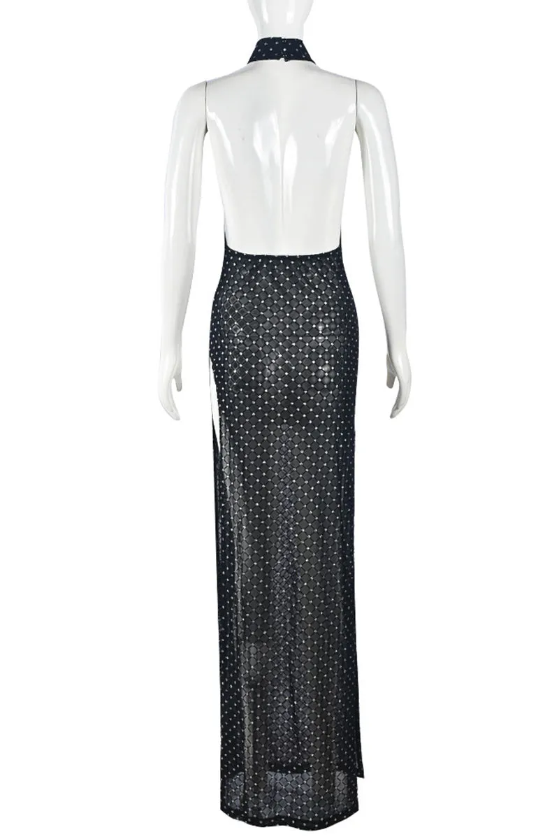 BI0315 Glitter Mesh Maxi Dress