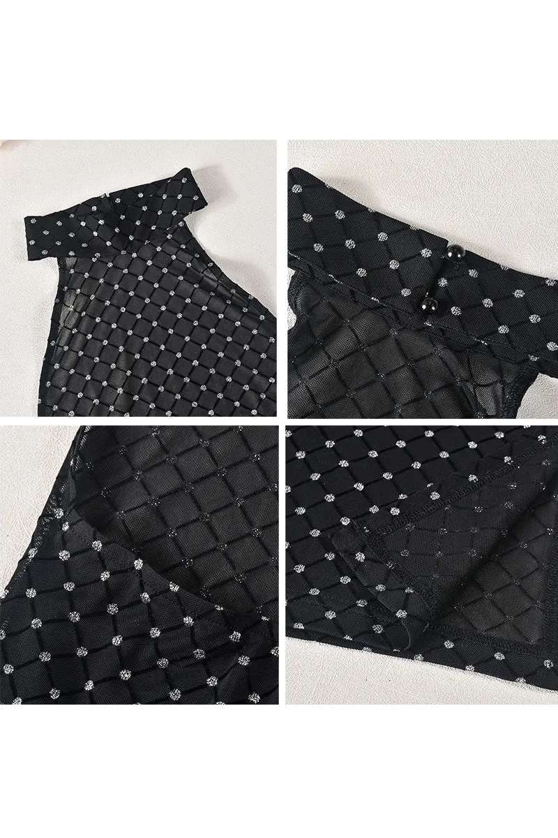 BI0315 Glitter Mesh Maxi Dress