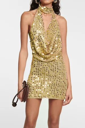 BJ0157 Sequins Halter Party Dress
