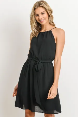 Black Chiffon Halter Dress