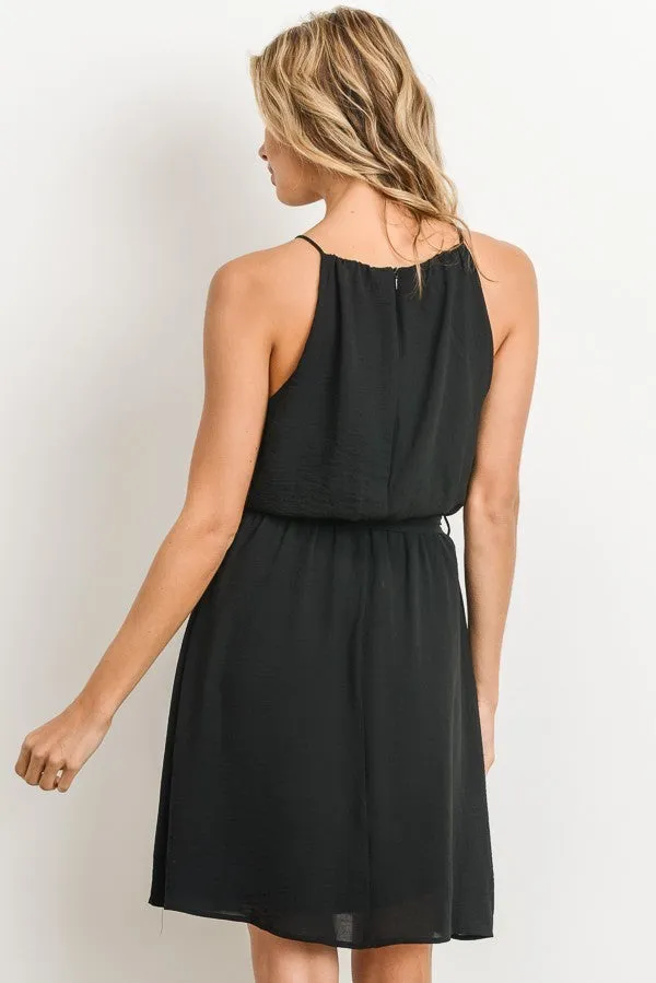 Black Chiffon Halter Dress