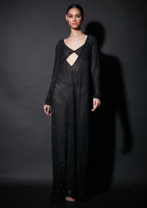 Black embellished gown with bralette
