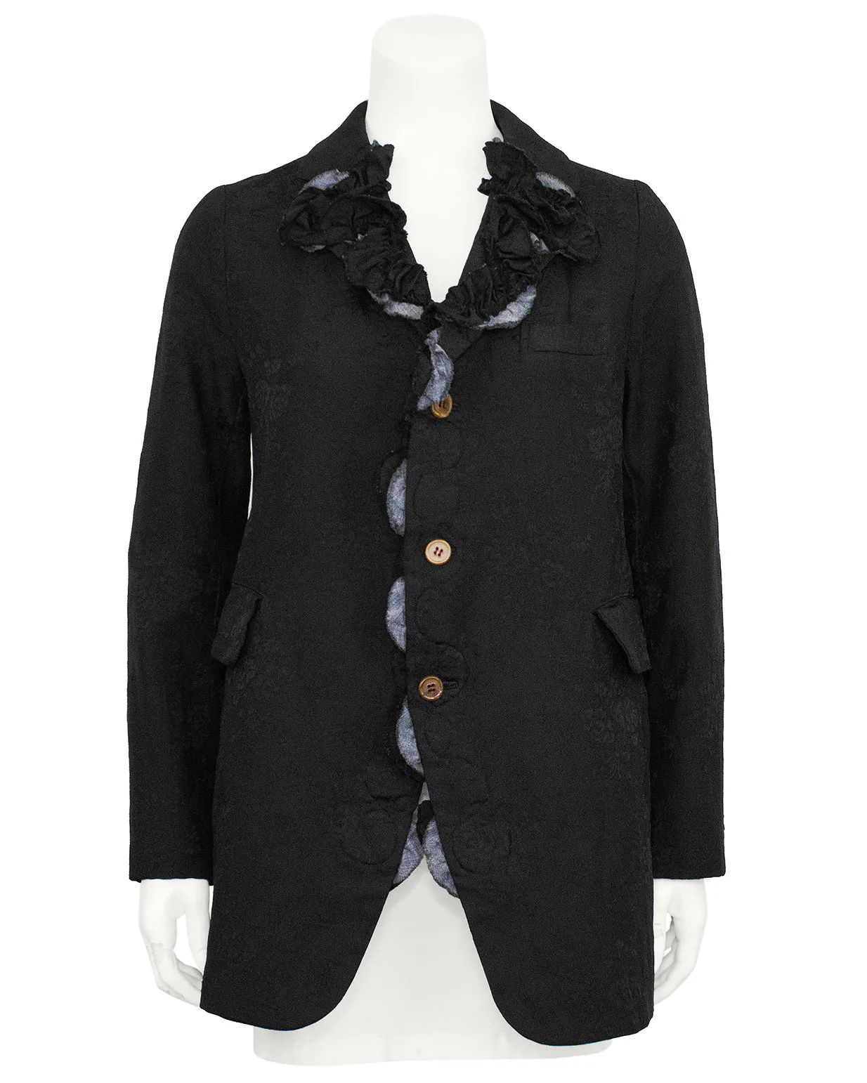 Black Jaquard Blazer with Applique