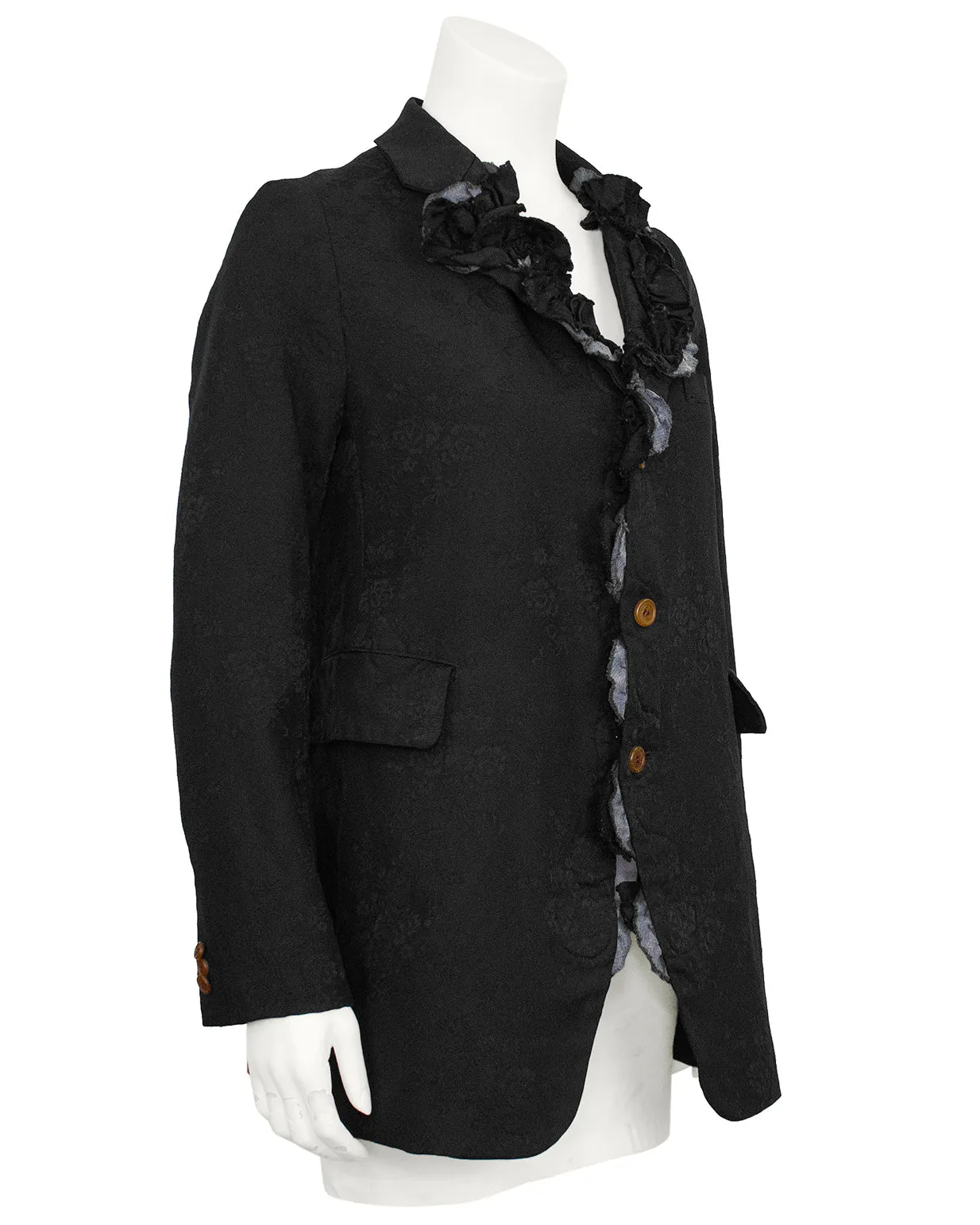 Black Jaquard Blazer with Applique