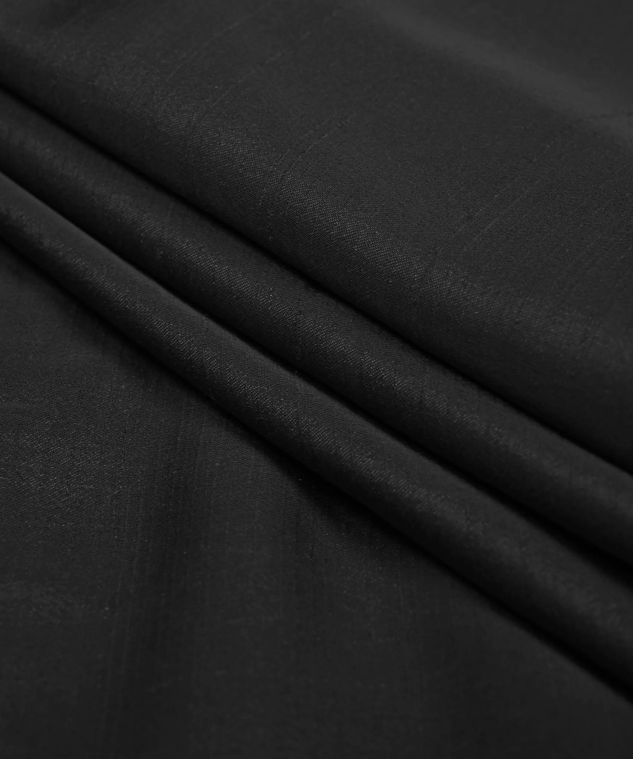 Black Plain Satin Georgette Slub Fabric
