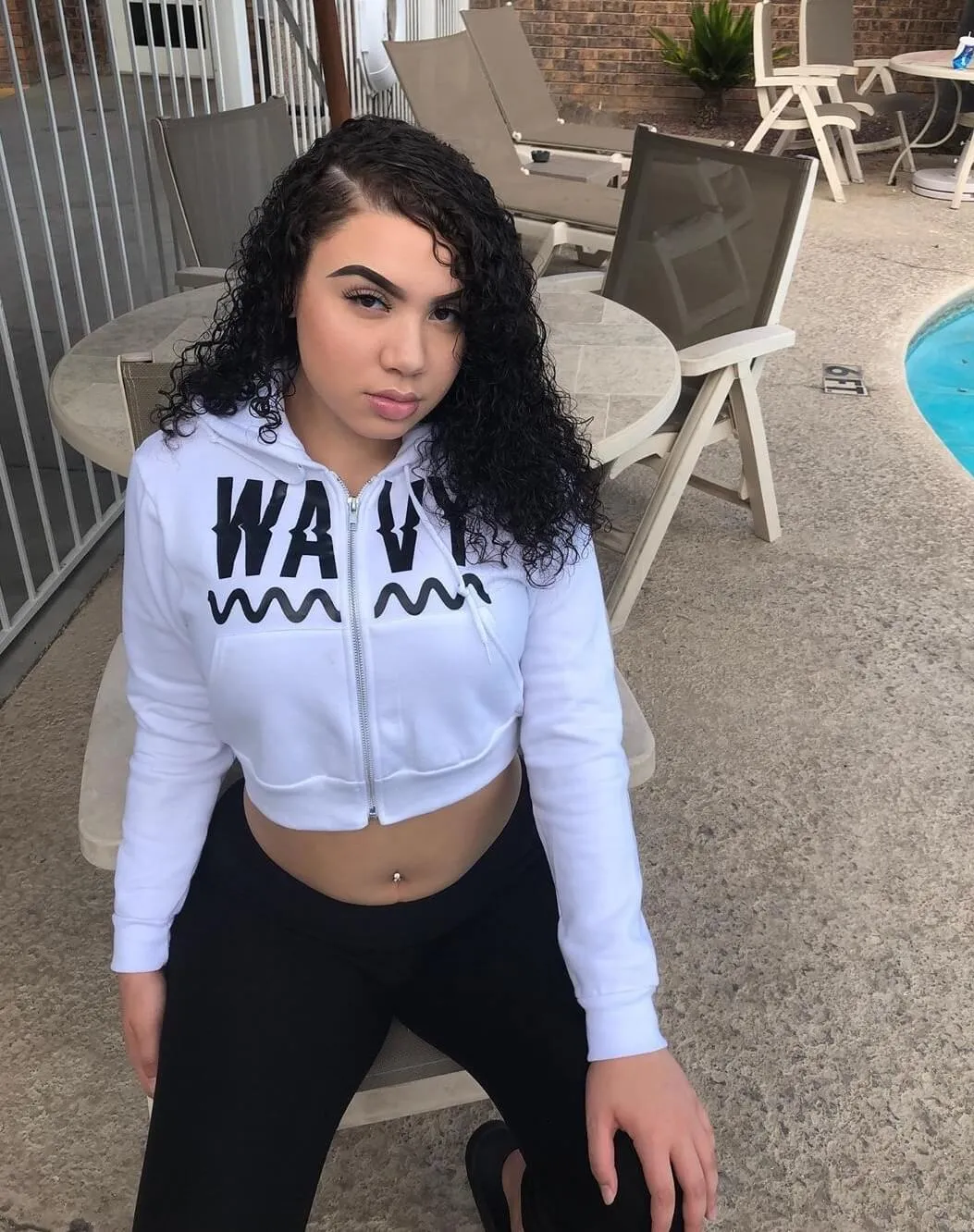 Black Wavy | White Cropped Zip Up Jacket