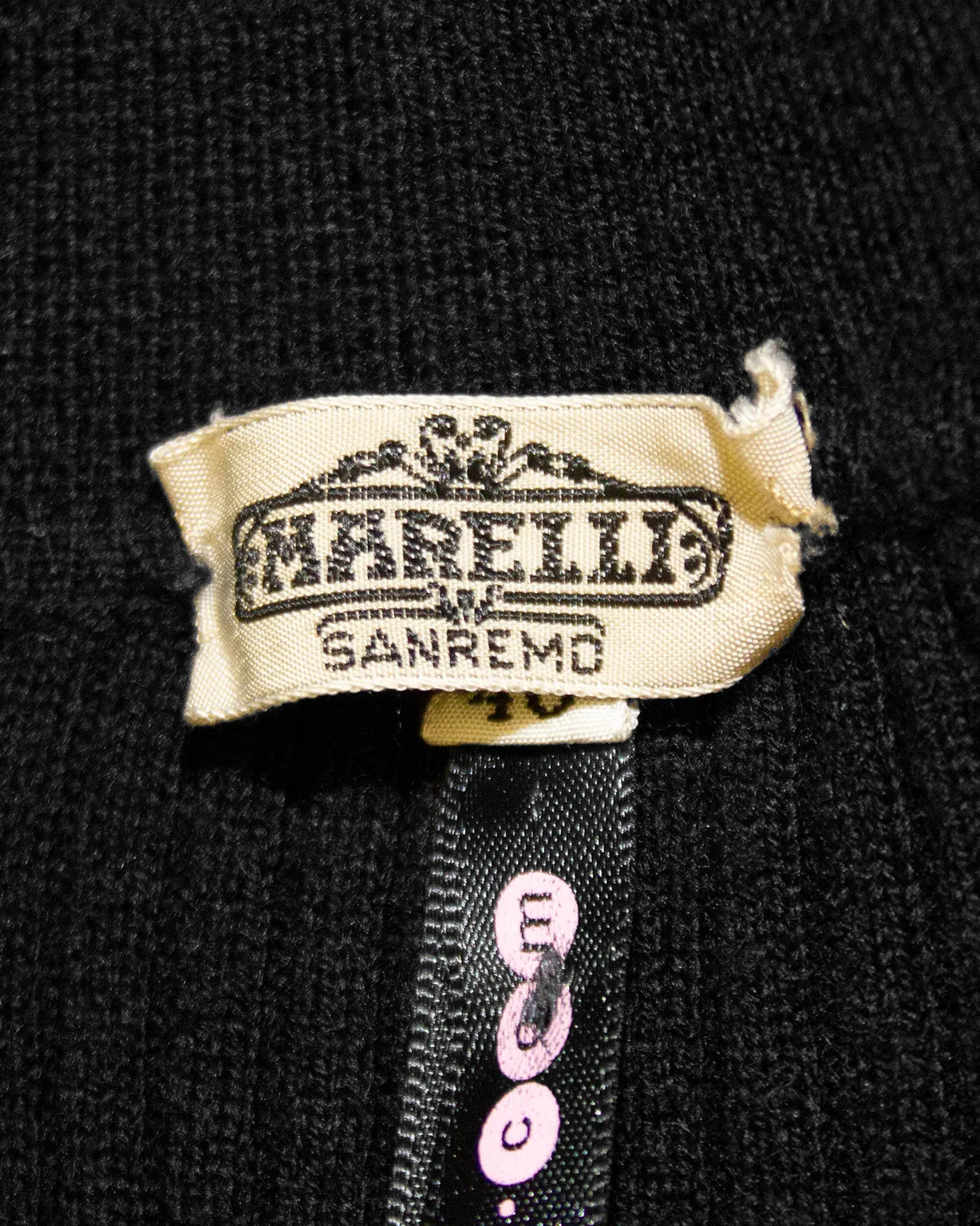Black Wool Ribbed Cardigan With Tan Accents