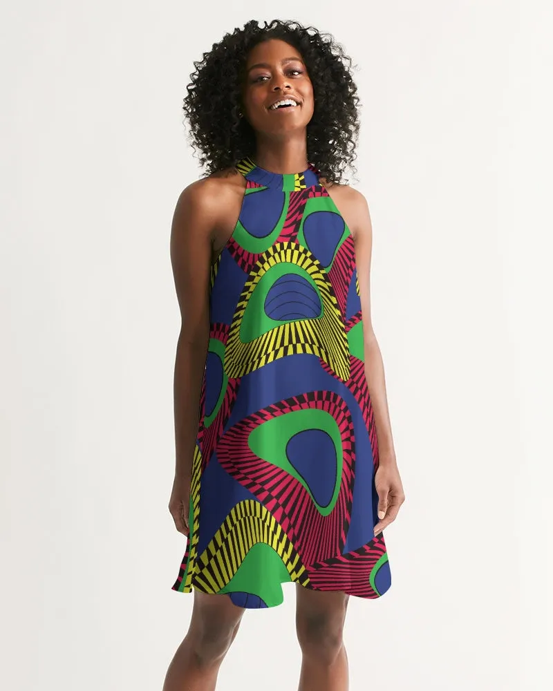 Bloom African Print Halter Dress
