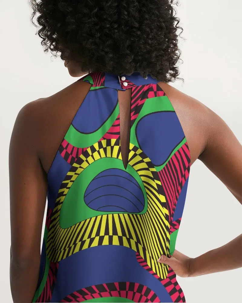 Bloom African Print Halter Dress