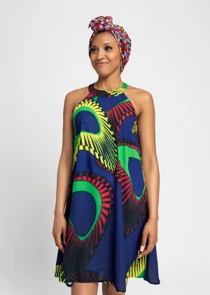 Bloom African Print Halter Dress