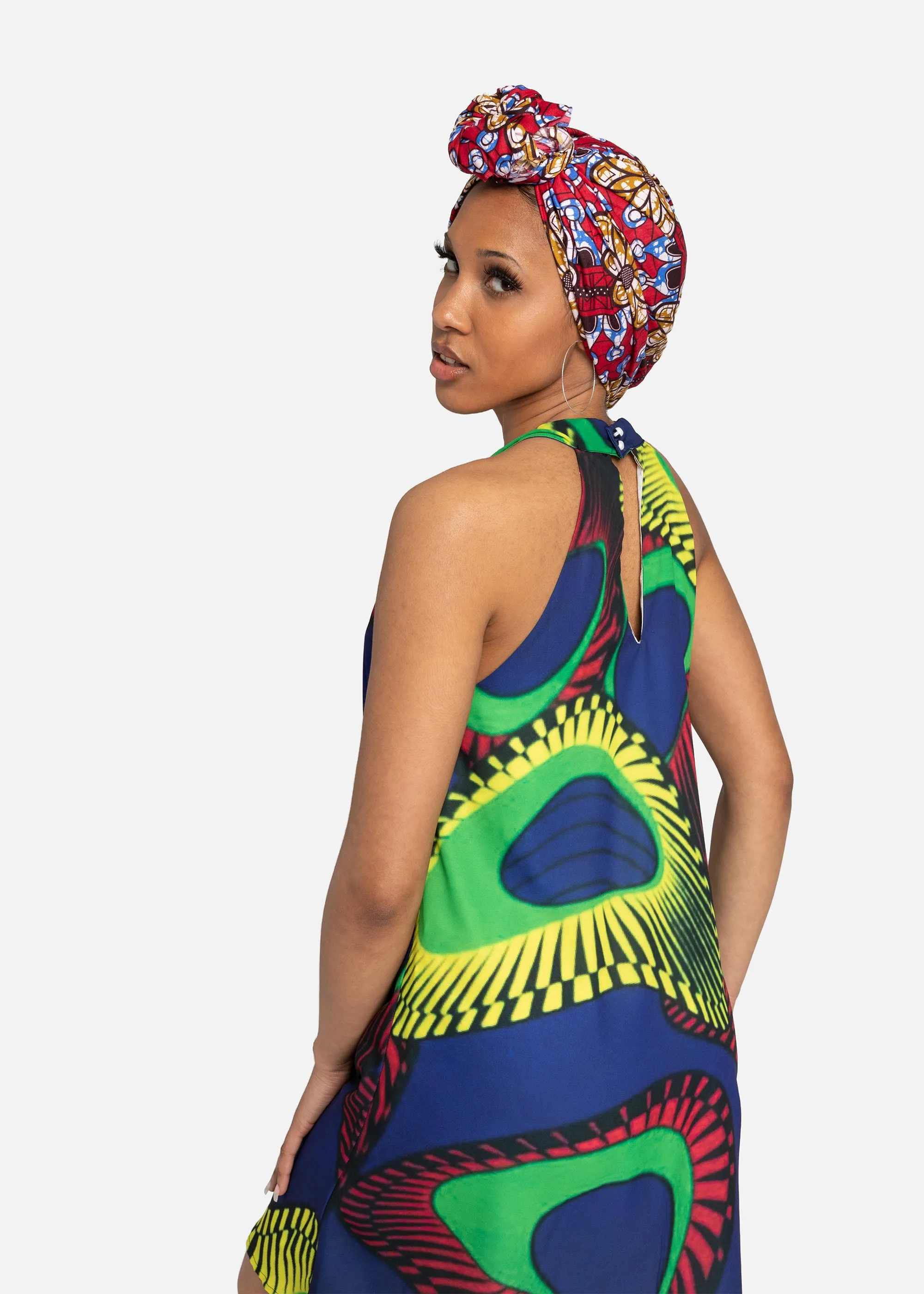 Bloom African Print Halter Dress