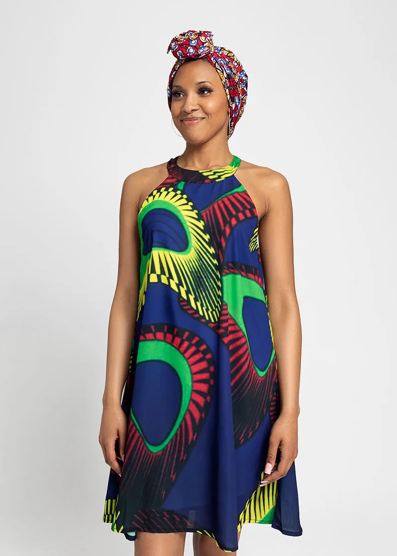 Bloom African Print Halter Dress