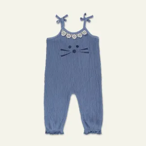 Blue Cat Print Dungarees