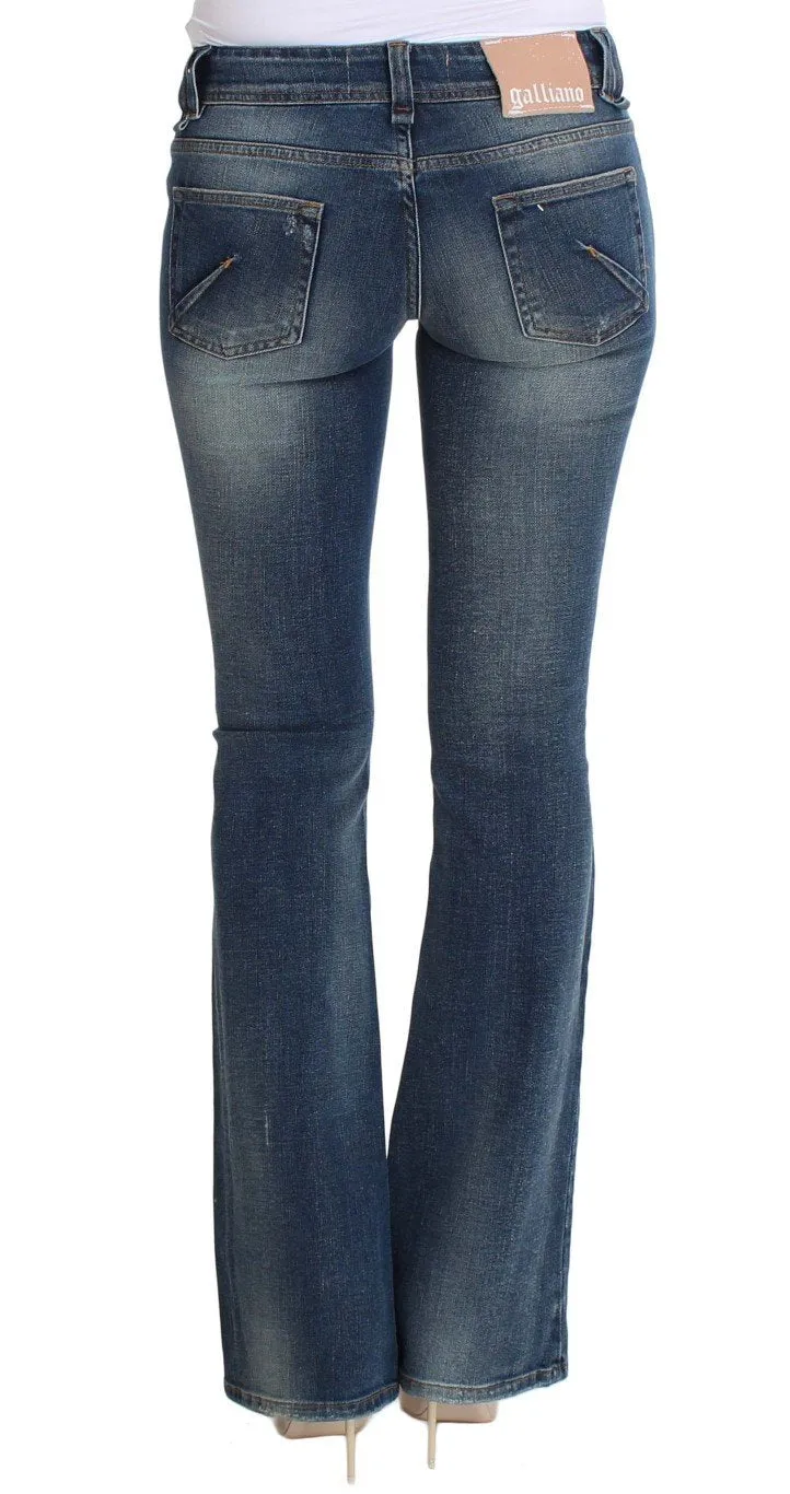 Blue Wash Cotton Stretch Flare Bootcut Jeans