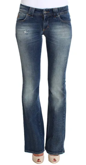 Blue Wash Cotton Stretch Flare Bootcut Jeans