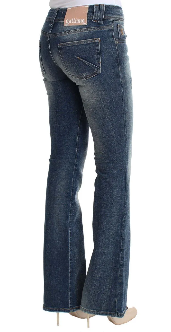 Blue Wash Cotton Stretch Flare Bootcut Jeans
